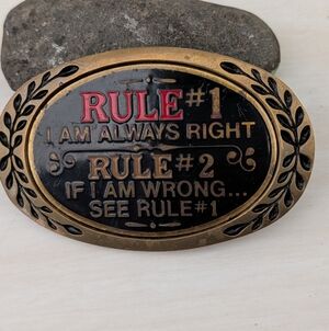 Vintage "2 Rules" Belt Buckle
